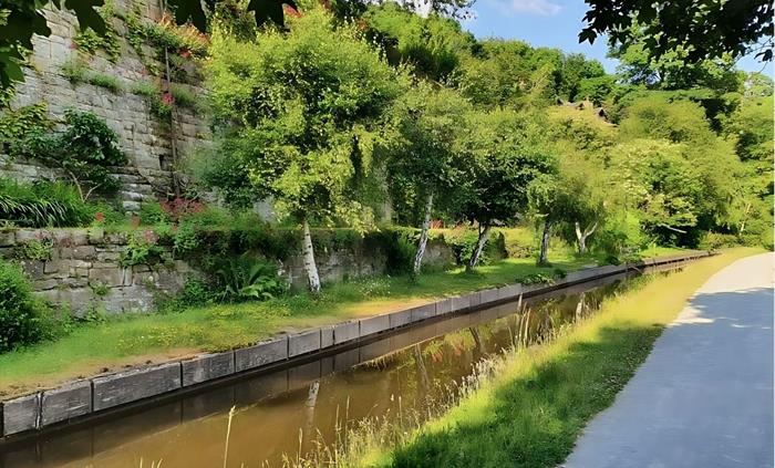 Llangollen canal's beautiful scenery on the canal side.